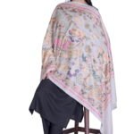 Serene Off-White Wool Stole with Shikargah Animal & Nature Embroidery