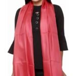 Vibrant Coral Pink Pure Silk Scarf
