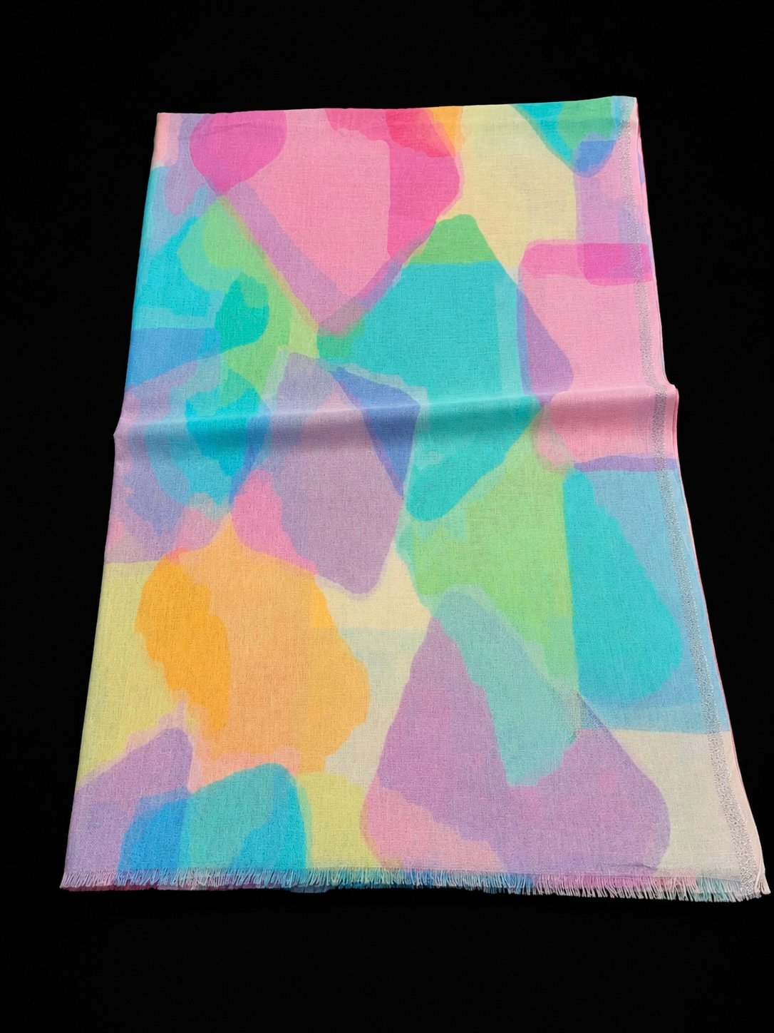 IMG_9221 Vibrant Multicolor Abstract Printed Cotton Stole with Lurex - Image 4
